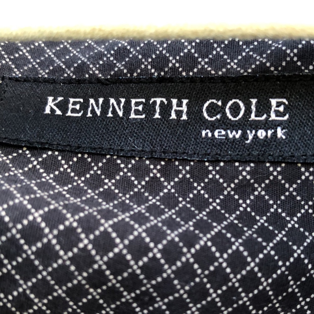 L Kenneth Cole Short Sleeves Button Up Shirt Black Cotton Print Diamond Pattern - Picture 3 of 6